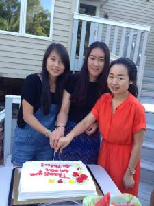 three Au Pairs from host family from Bucks County